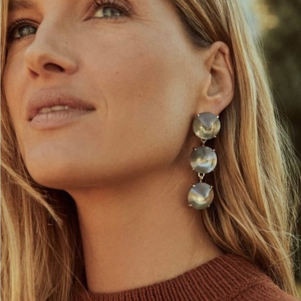 Kendra Scott Jolie Statement Earrings in Navy Indigo Gunmetal